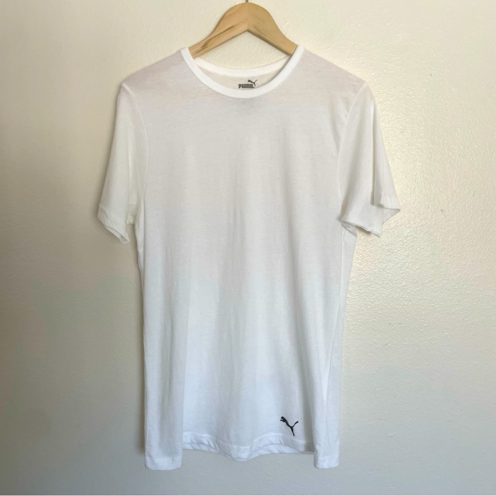 Puma T Shirt Men's Medium Short Sleeve White Crew Neck Regular Fit Cotton Blend
